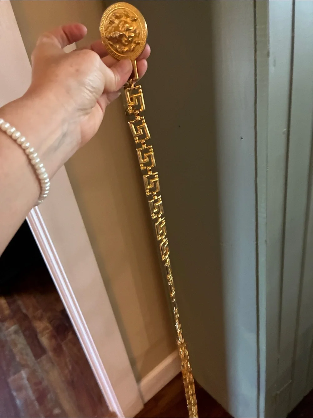 Vintage 80s The Limited Gold-Tone Lion Decorative Long Chain Belt